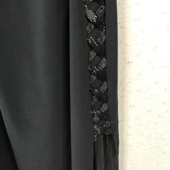 Cache Dress Womens 4 Black Beaded Side Panels Sleeveless Evening Gown Formal Y2K - Picture 9 of 16